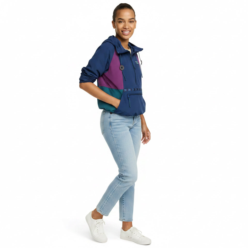 Front view of the L.L.Bean Women’s Mountain Classic Anorak in Deep Blue and Deep Lake