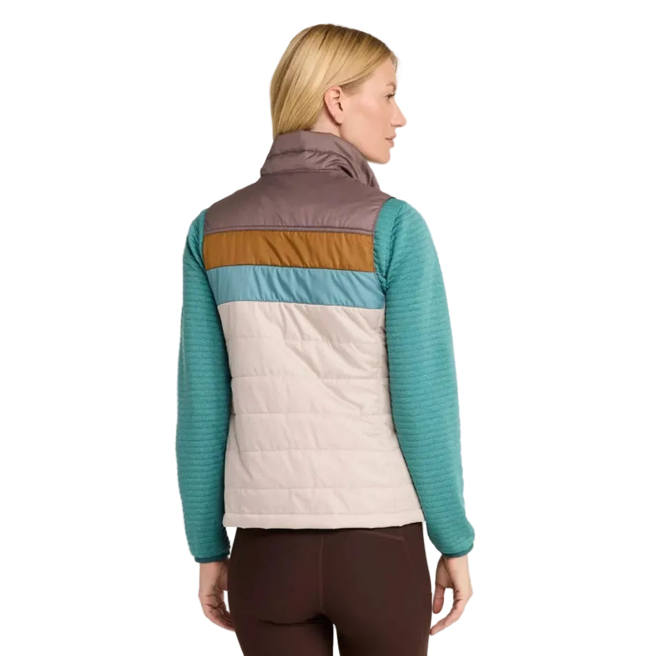 Back view of the L.L.Bean Women’s Mountain Classic Puffer Vest in Taupe Brown and Gray Birch
