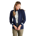 L.L. Bean Women’s Quilted Full-Zip Sweatshirt in Classic Navy, front view