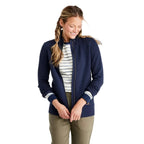 L.L. Bean Women’s Quilted Full-Zip Sweatshirt in Classic Navy, front view