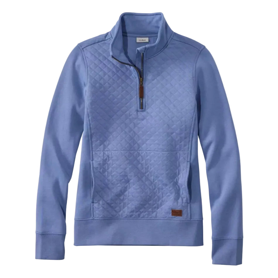 L.L. Bean Women’s Quilted Quarter-Zip Pullover in Deep Lake, front view