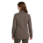 Back view of the L.L.Bean Women’s Ridgeknit Crossneck Pullover in Dark Cinder