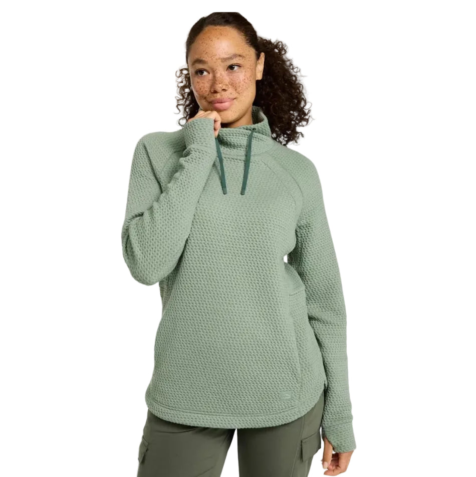 Front view of the L.L.Bean Women’s Ridgeknit Crossneck Pullover in Faded Sage