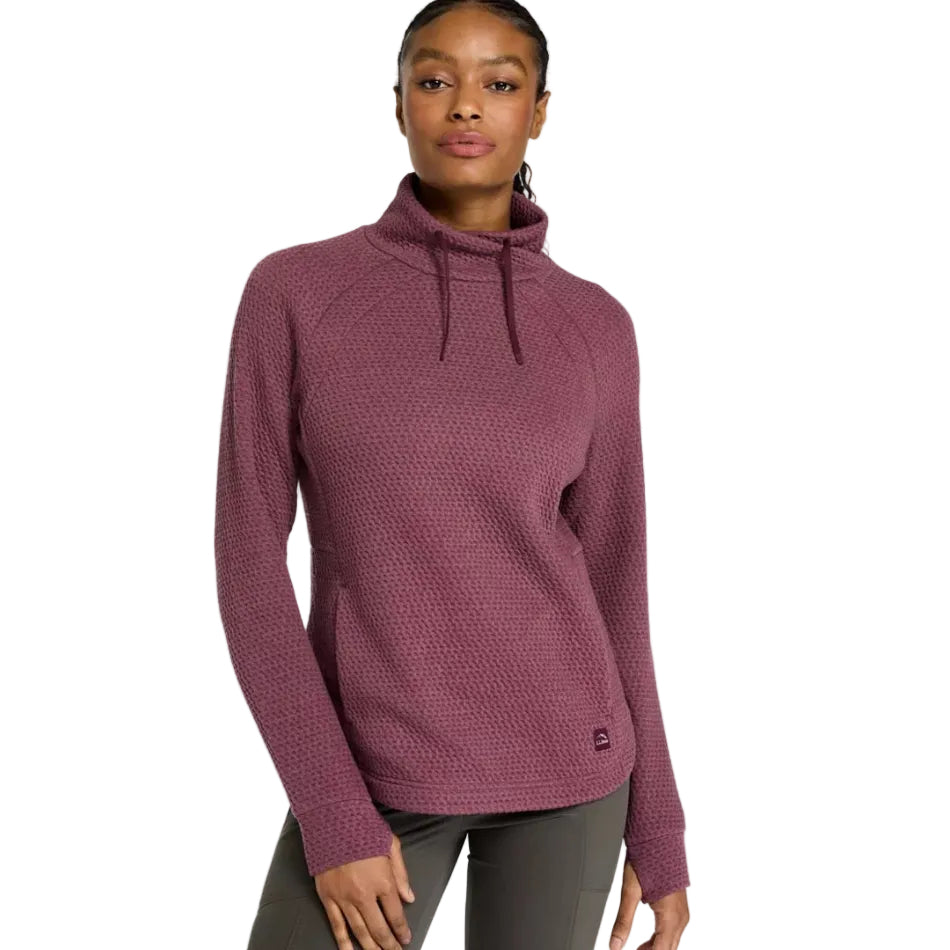 Front view of the L.L.Bean Women’s Ridgeknit Crossneck Pullover in Fig