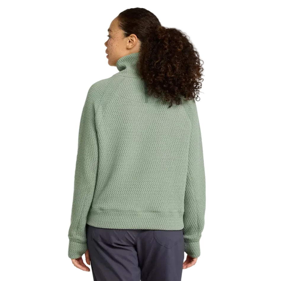 Back view of the L.L.Bean Women’s Ridgeknit Half-Zip Pullover in Faded Sage