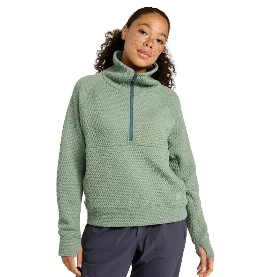 Front view of the L.L.Bean Women’s Ridgeknit Half-Zip Pullover in Faded Sage