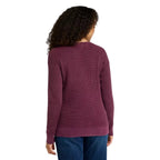 Back view of the L.L.Bean Women’s Sunwashed Waffle Pullover Sweater in Fig