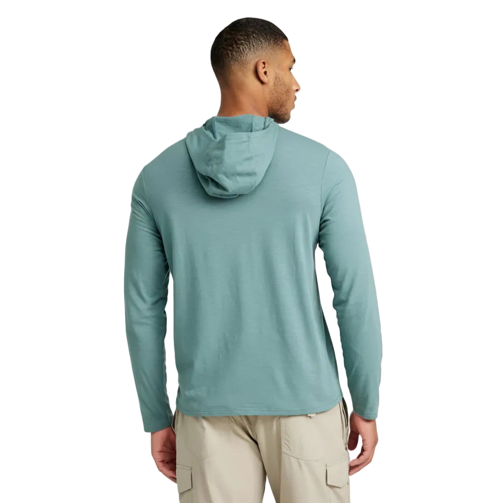 Back view of men’s L.L.Bean Insect Shield Field Hoodie in Mineral Blue