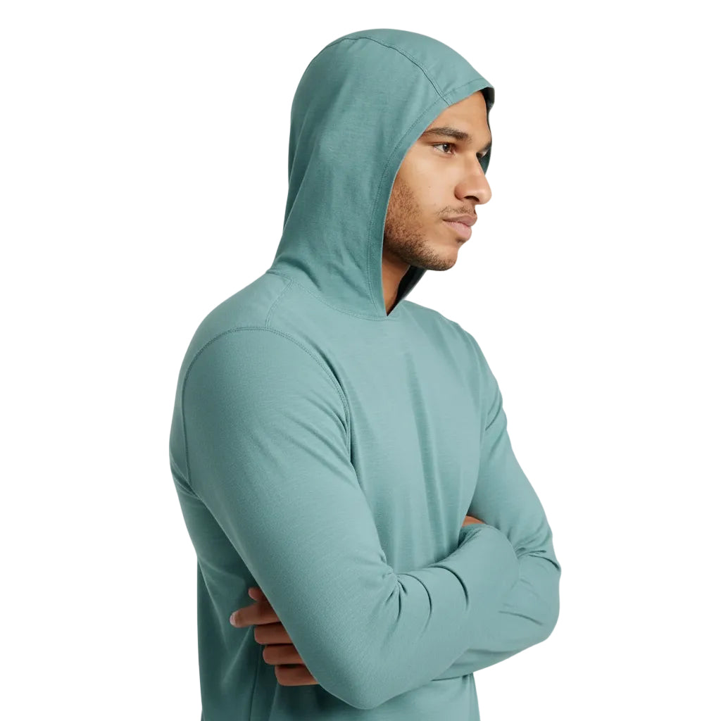 Side view of lightweight insect-repellent fabric on L.L.Bean Field Hoodie