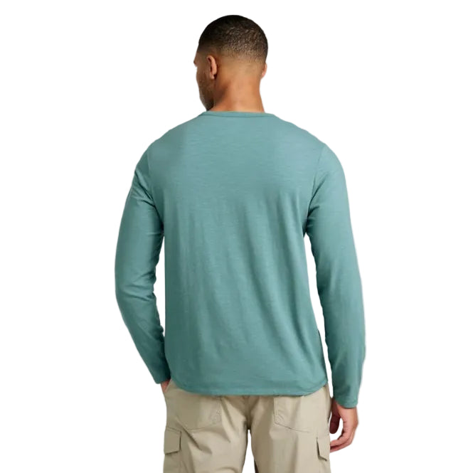 Back view of men’s L.L.Bean Insect Shield Field Tee Long Sleeve in Mineral Blue