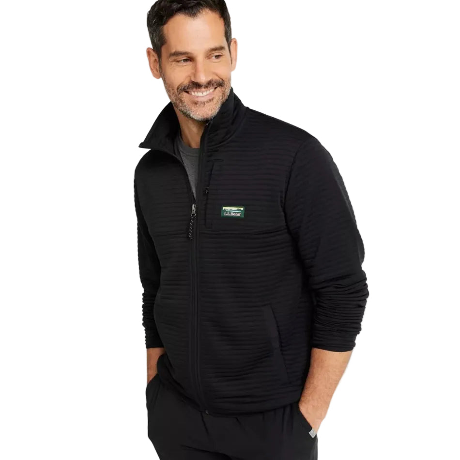 L.L.Bean men’s Airlight Knit Full-Zip in Mid-Night Black side view