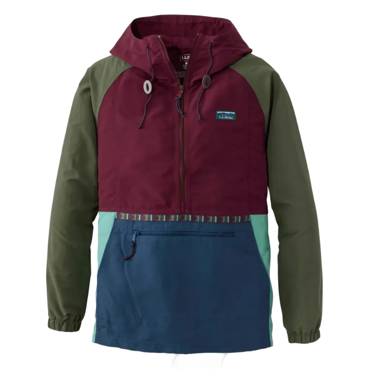 L.L.Bean Men's Mountain Classic Anorak in Fig/Mariner Blue flat lay