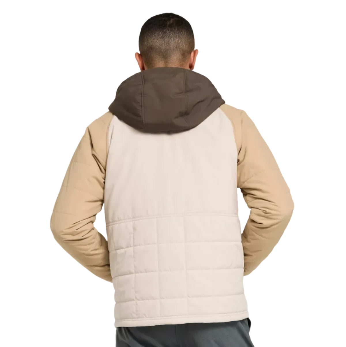 L.L.Bean Men's Mountain Classic Insulated Anorak in Dark Cinder/Silver Sand back view