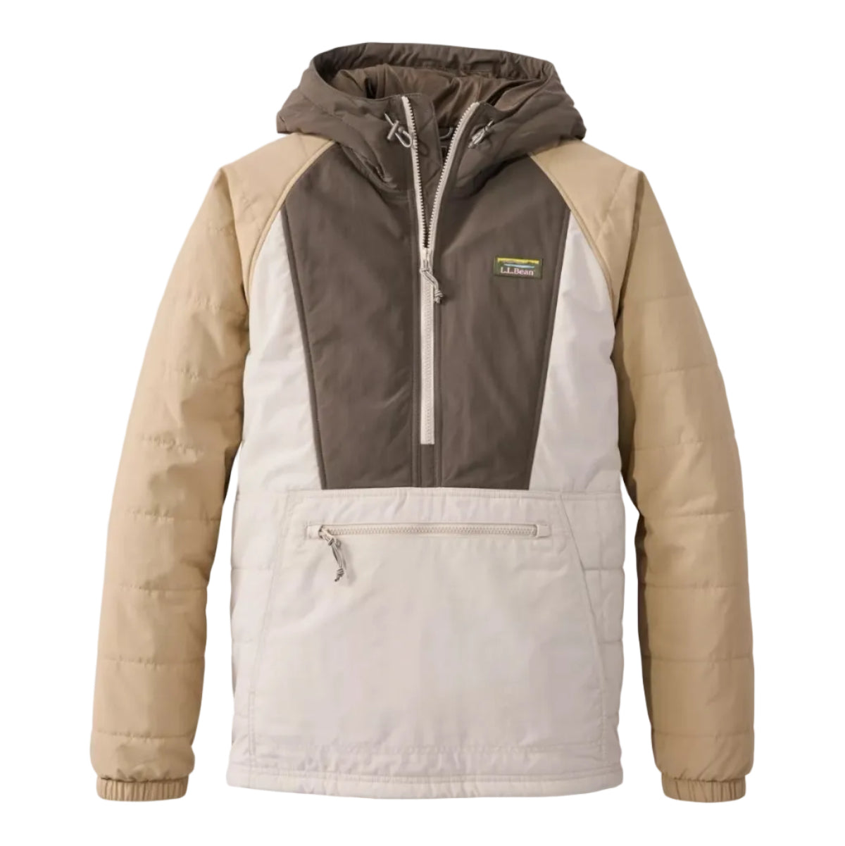 L.L.Bean Men's Mountain Classic Insulated Anorak in Dark Cinder/Silver Sand flat lay