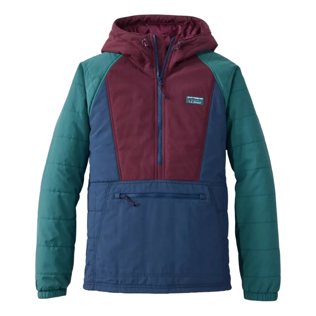 L.L.Bean Men's Mountain Classic Insulated Anorak in Fig/Mariner Blue flat lay