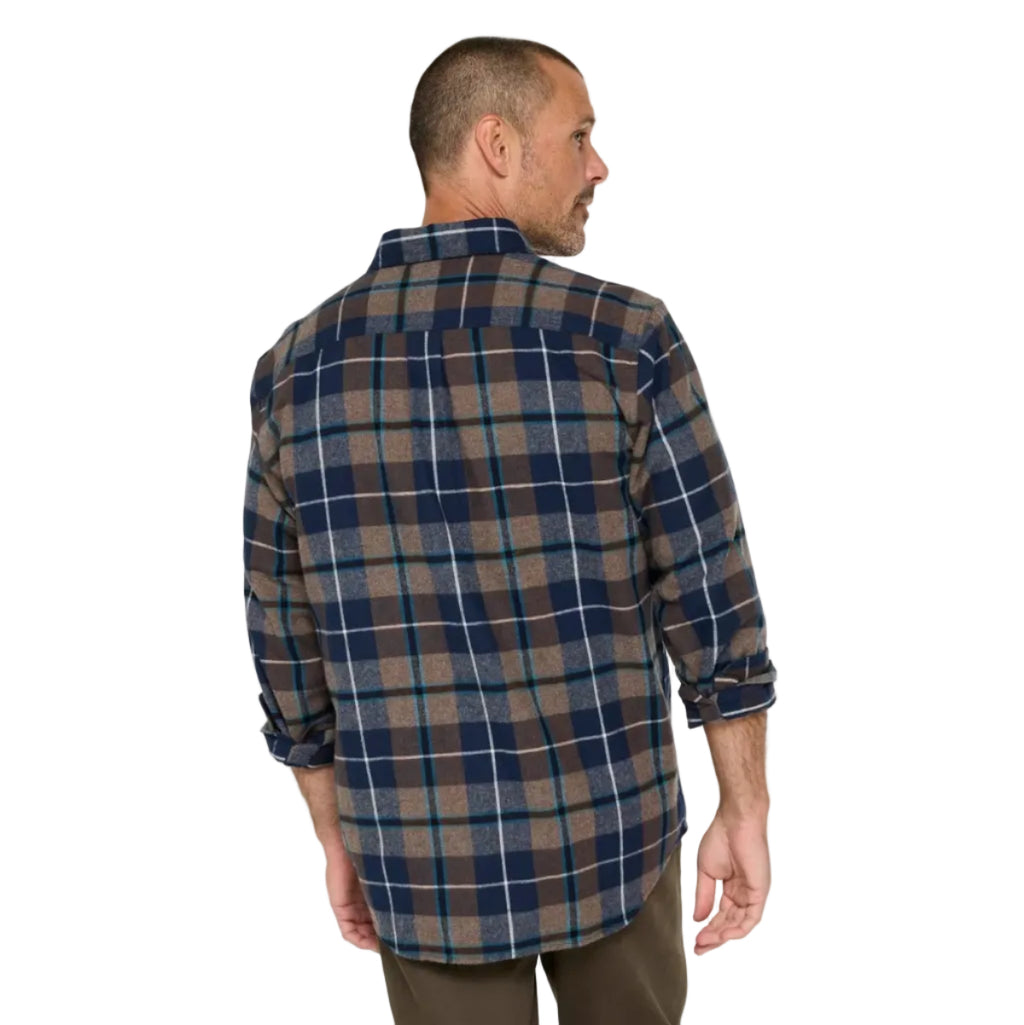 L.L.Bean Men's Scotch Plaid Flannel Shirt in Blue Douglas Muted back view