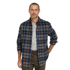 L.L.Bean Men's Scotch Plaid Flannel Shirt in Blue Douglas Muted front view