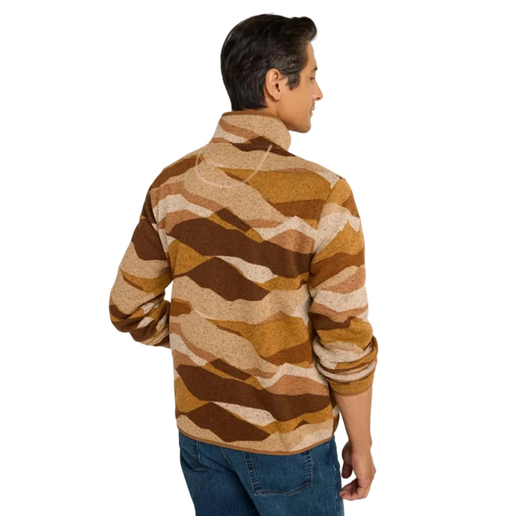 L.L.Bean Men's Sweater Fleece Pullover in Boulder Abstract Mountain back view