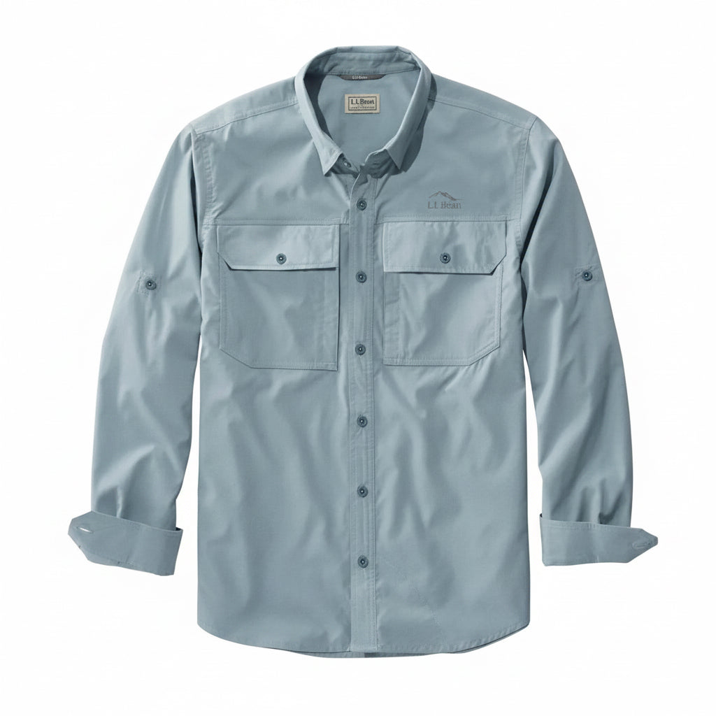Men’s L.L.Bean No Fly Zone long-sleeve shirt in Slate with lightweight insect-repellent performance fabric