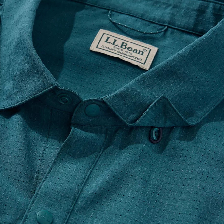 Detail view of lightweight breathable fabric on L.L.Bean Ultralight Venture shirt