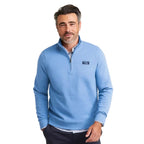 Men's LL Bean Comfort Stretch Performance Pique 1/4 Zip in Blue Tide front view