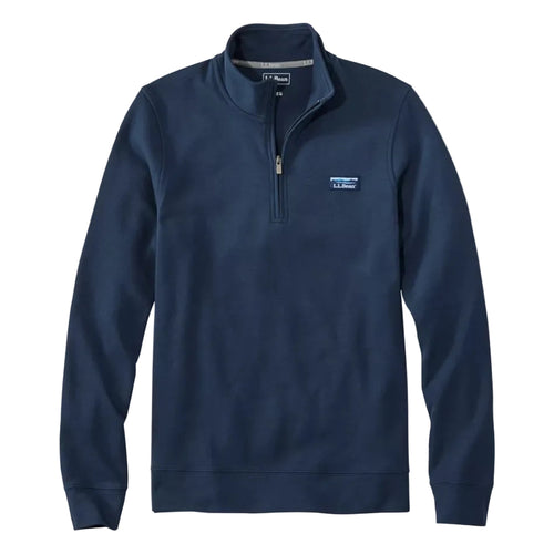 Men's LL Bean Comfort Stretch Performance Pique 1/4 Zip in Carbon Navy front view