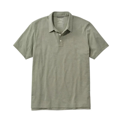 Men's LL Bean Comfort Stretch Performance Polo in Deep Olive front view flat