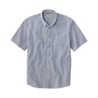 Men's LL Bean Comfort Stretch Performance Seersucker Shirt in deep blue stripe front view