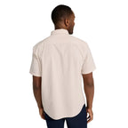 Men's LL Bean Comfort Stretch Performance Seersucker Shirt in khaki stripe back view