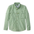 Men's LL Bean Tropicwear Long-Sleeve Shirt in Dark Lichen front view
 flay lay