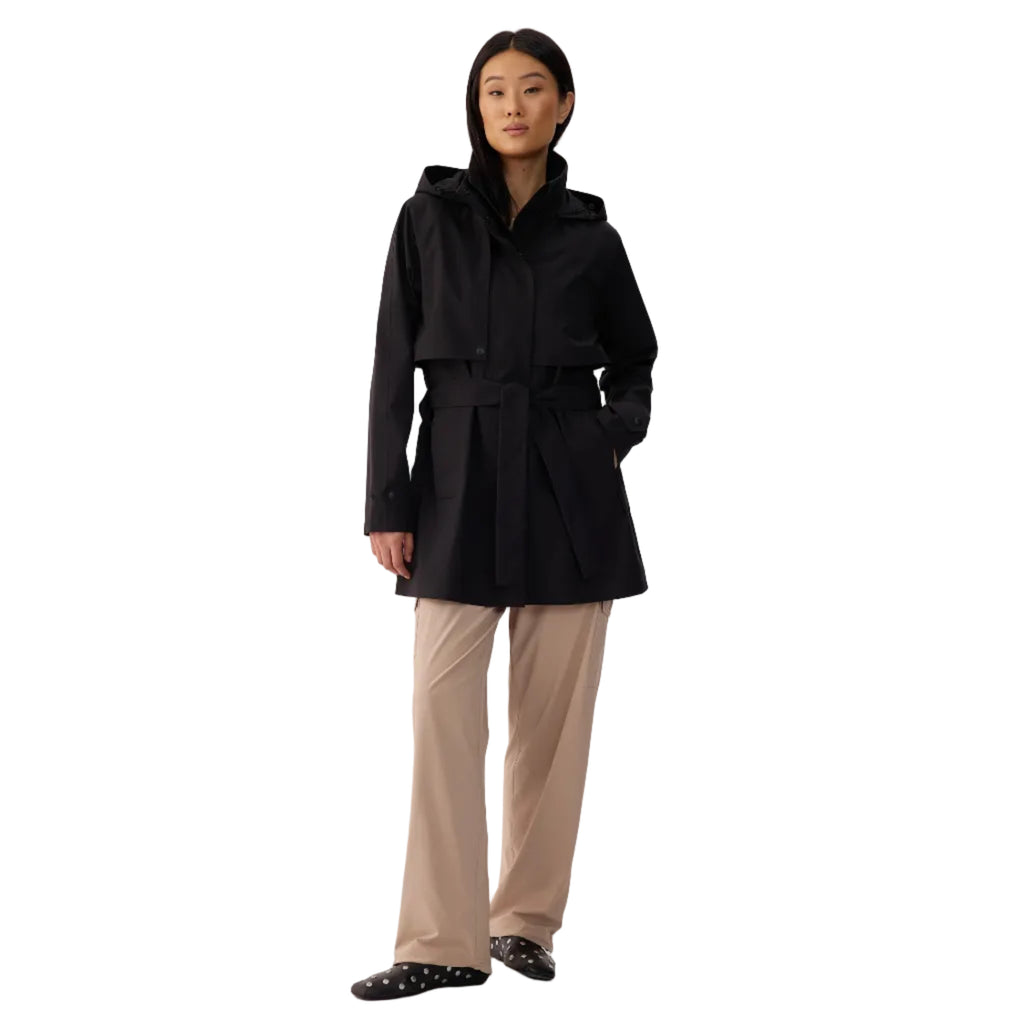 Lolë Alizé Short Trench Coat in black front view