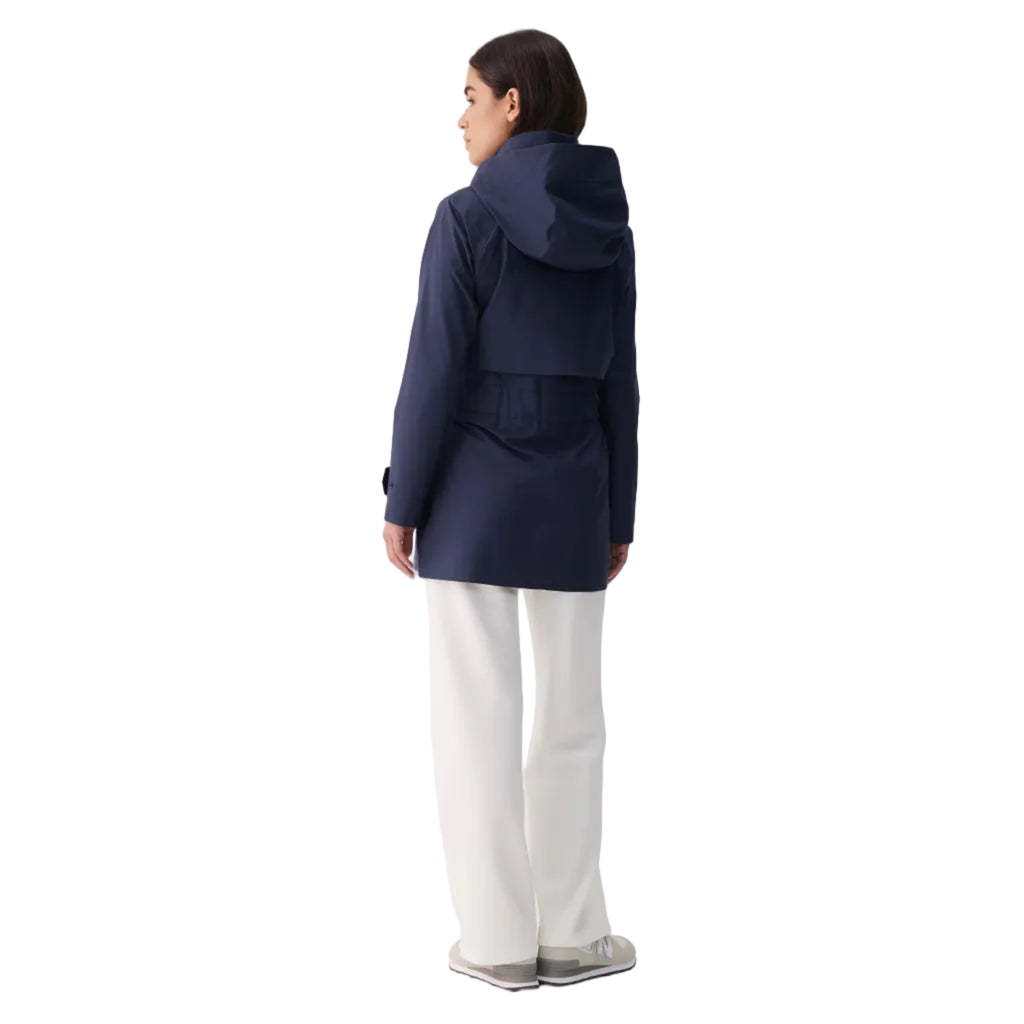 Lolë Alizé Short Trench Coat in navy back view