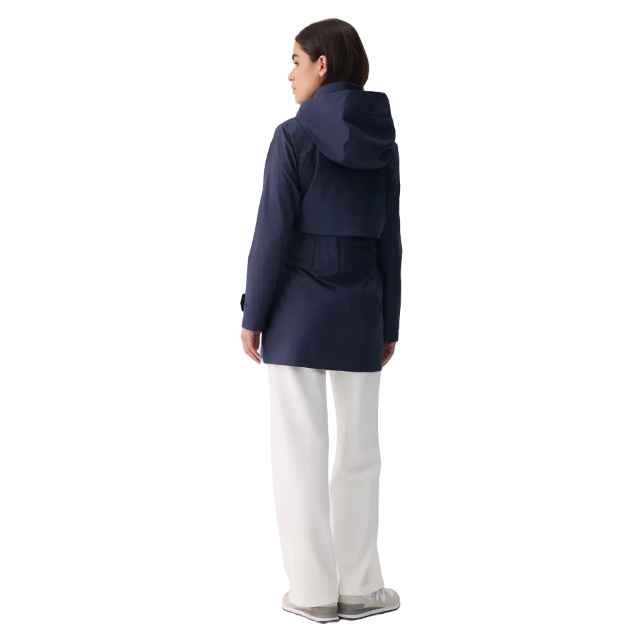 Lolë Alizé Short Trench Coat in navy back view