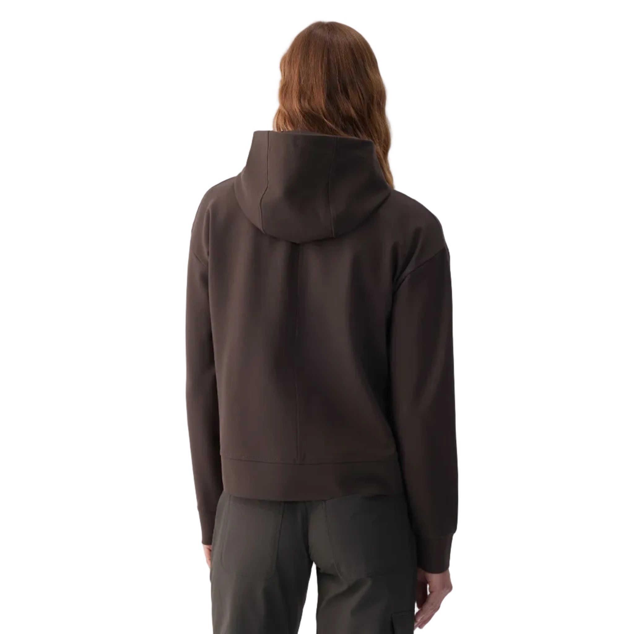 Lolë Mindset 1/2 Zip Hoodie in olive back view