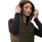 Detail view of Lolë Women’s The Base Insulated Vest in Moss