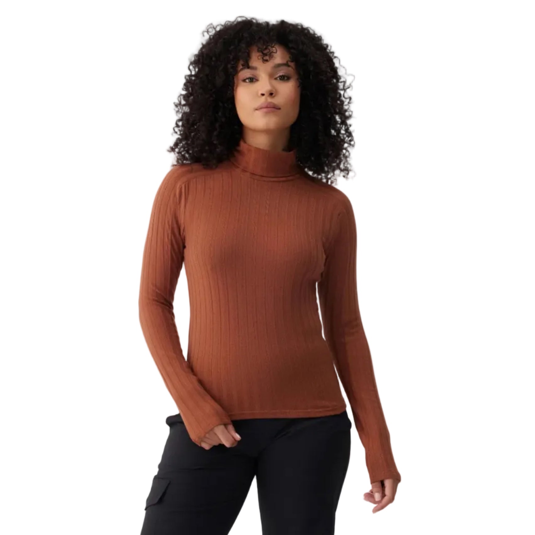 Lolë Women’s Celeste Turtleneck in Auburn front view