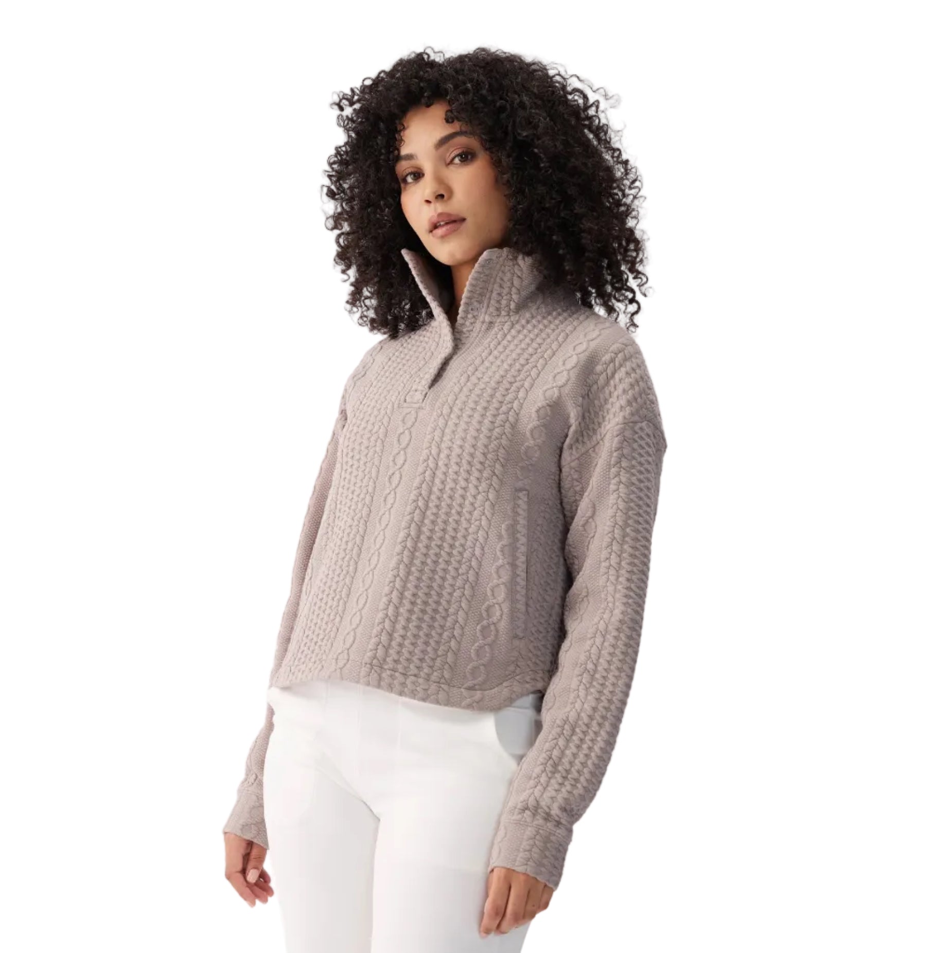 Lolë Women’s Colette Long Sleeve Top in Pebble front view