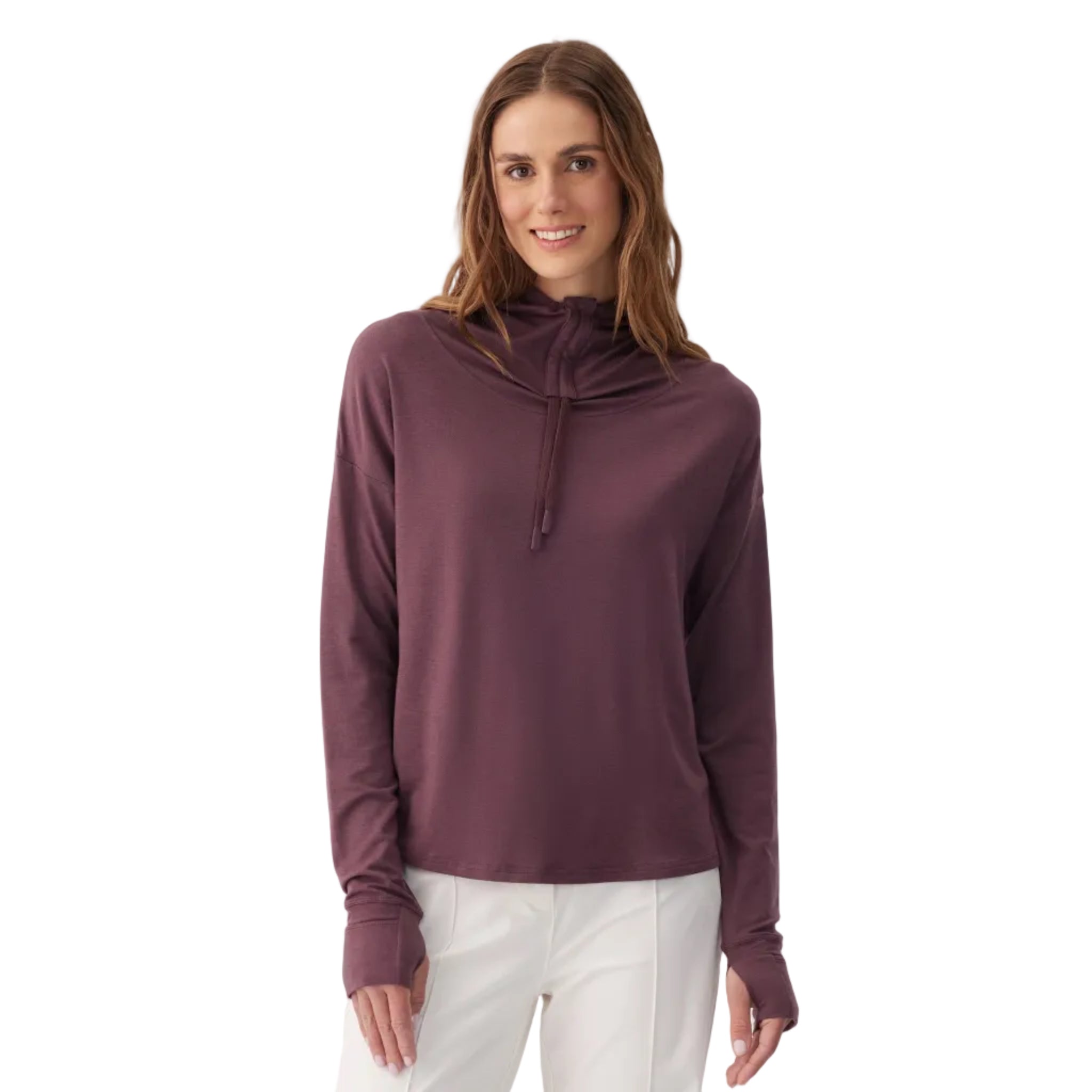 Lolë Women’s Dynamic Hoodie in Mulberry front view