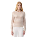 Lolë Women’s Dynamic Long Sleeve in Sandstone Htr Dynamic Stripe front view