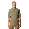 Mountain Hardwear Canyon Long Sleeve Shirt in Stone Green polyester dobby fabric front view