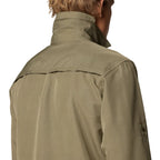 Side view of Mountain Hardwear Canyon Long Sleeve Shirt in Stone Green quick-drying outdoor fabric