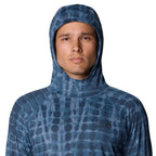 Man wearing the Mountain Hardwear Crater Lake Hoody in Adriatic Blue