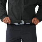 Mountain Hardwear men’s Stretch Ozonic Rain Jacket in Black hem detail view