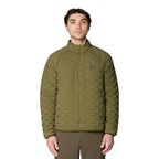 Front view of Mountain Hardwear Men’s StretchDown Light Jacket in Combat Green