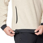 Detail view of the grid fleece on Mountain Hardwear Men’s Summit Grid Big Grid Half Zip in Fossil