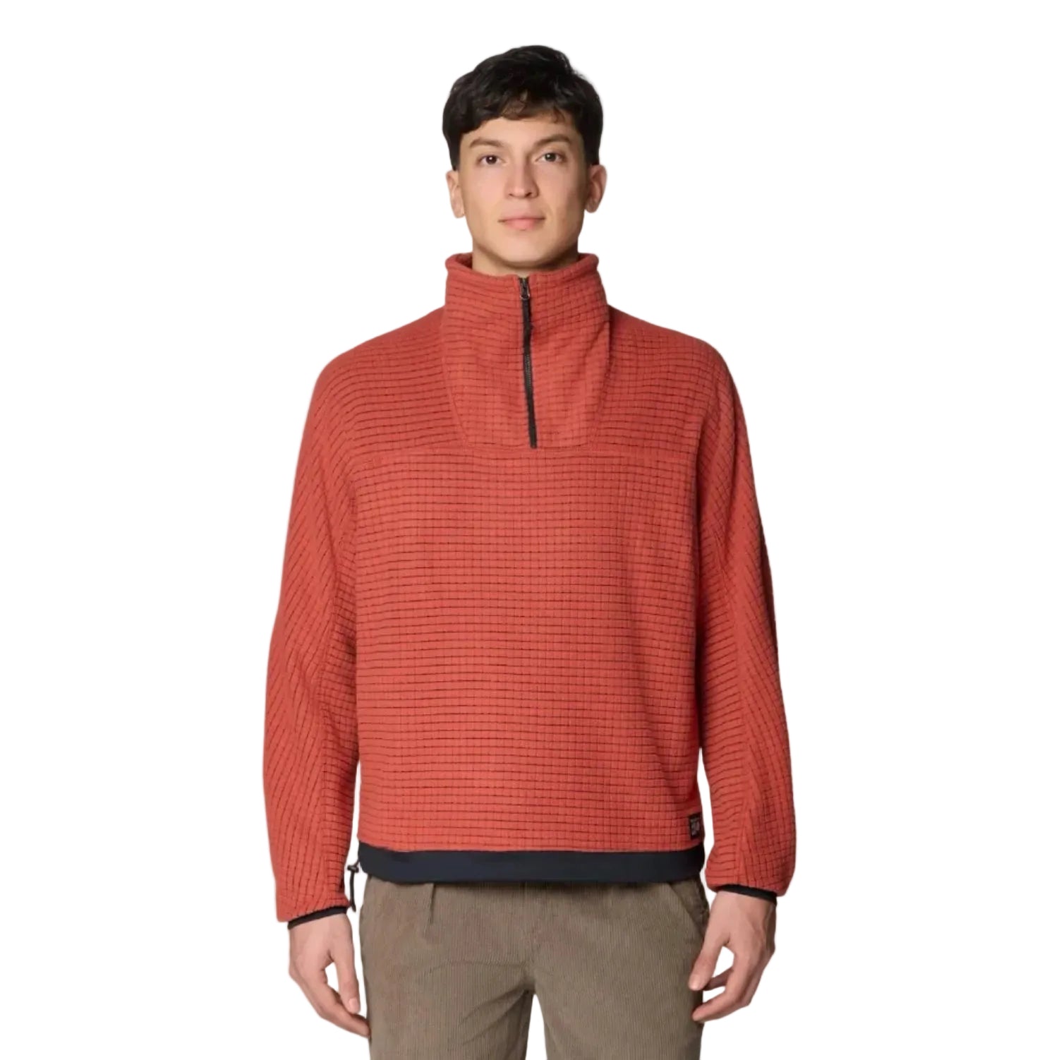 Front view of Mountain Hardwear Men’s Summit Grid Big Grid Half Zip in Mars Red