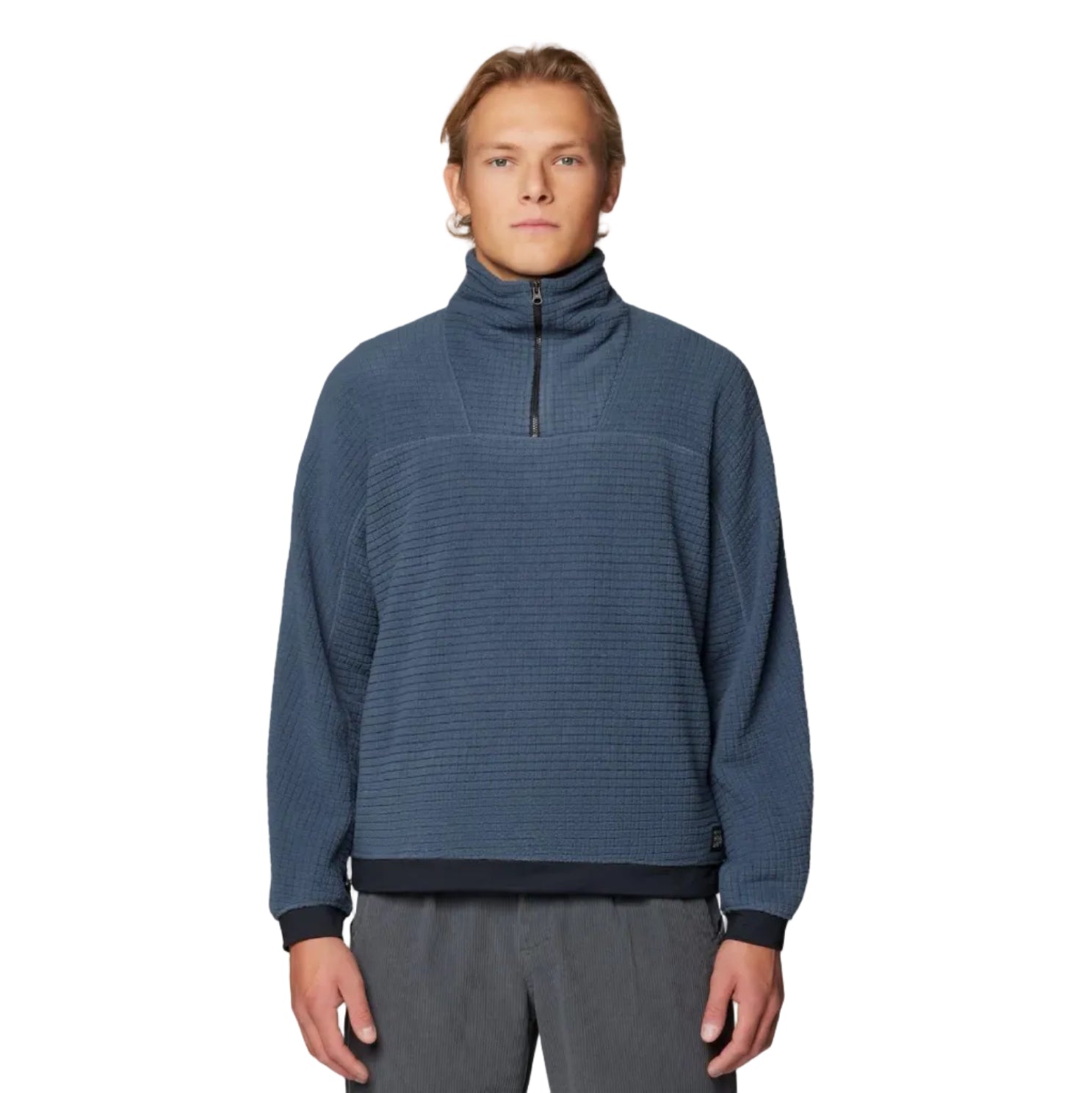 Front view of Mountain Hardwear Men’s Summit Grid Big Grid Half Zip in Moon Blue