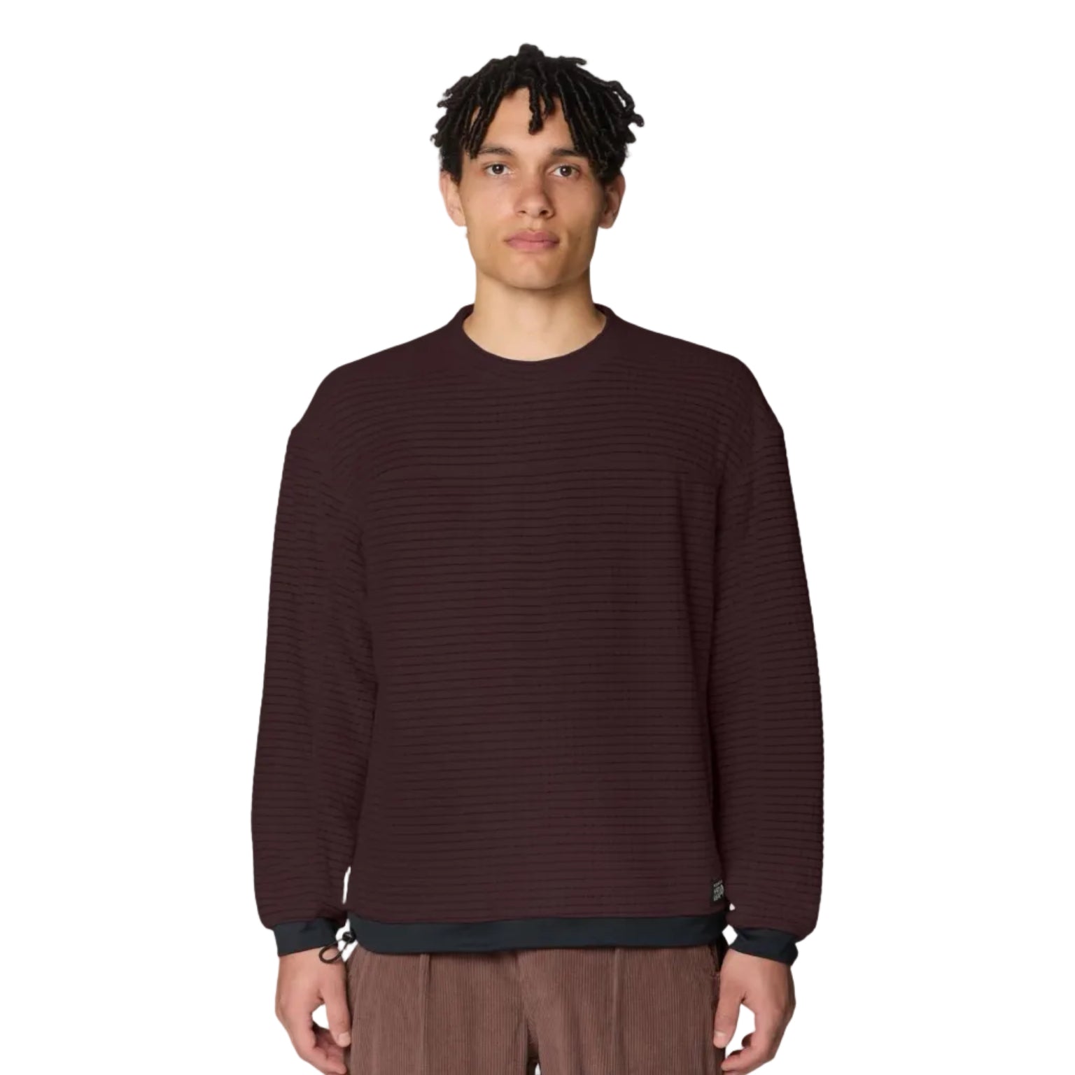 Front view of Mountain Hardwear Men’s Summit Grid Big Grid Pullover Crew in Deep Mulberry