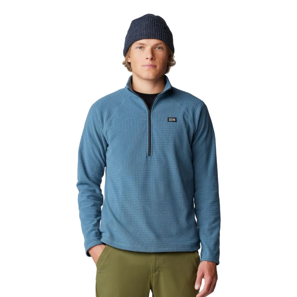 Mountain Hardwear men’s Summit Grid Half-Zip Fleece in Adriatic Blue front view