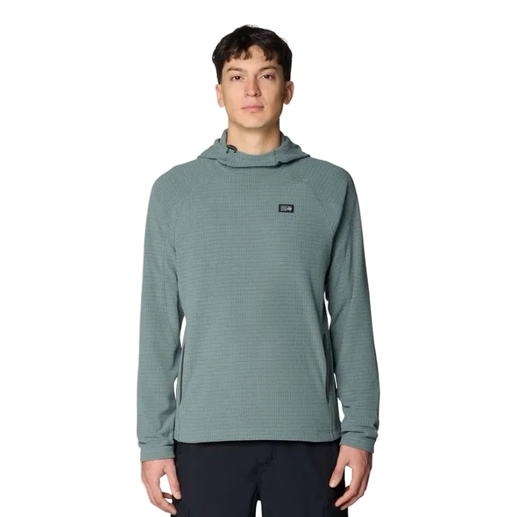 Front view of Mountain Hardwear Men’s Summit Grid Hoody in Thunderhead Grey